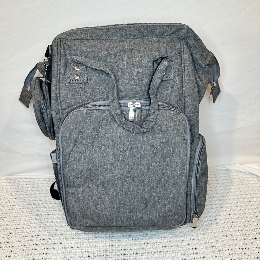 Hooks & Needles Knitting Crochet Organizer Backpack Gray Yarn Storage Bag Large